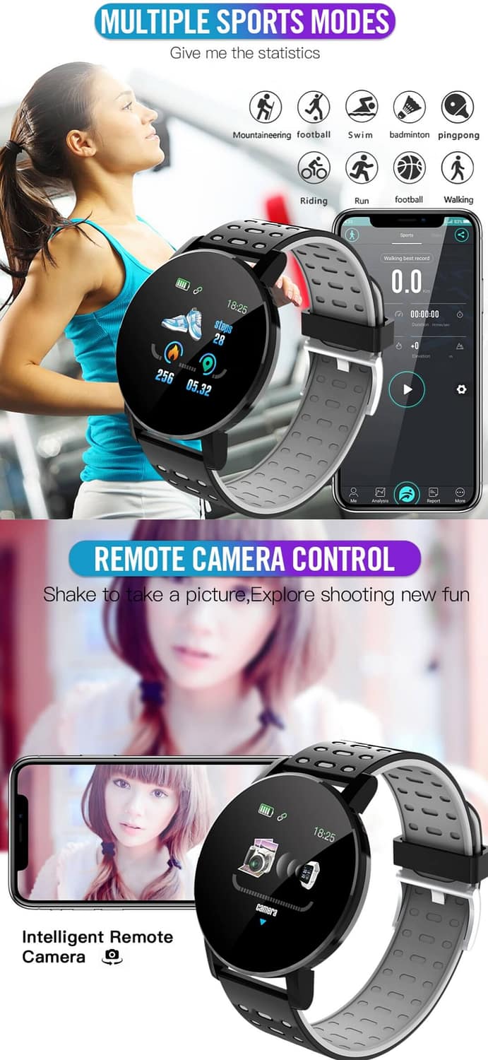 119 Plus Smart Watch Bluetooth Waterproof Fitness Tracker Sale $8.99